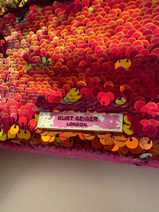 Kurt Geiger Pink and Gold Sequin Chain Crossbody Bag - Picture 8 of 16